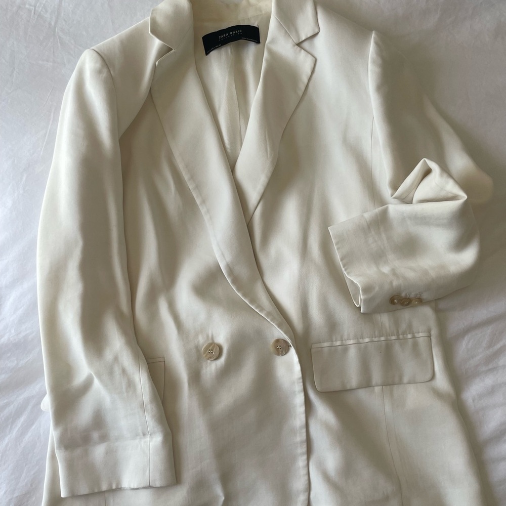 GUC Zara Basic Chic Cream White Oversized Blazer